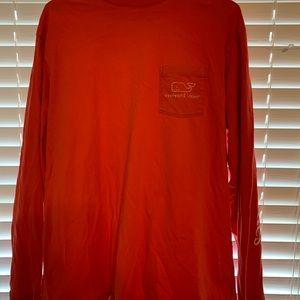Orangish color long sleeve vineyard vines shirt